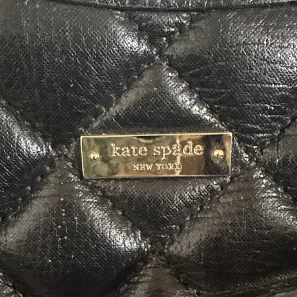 kate spade Black Quilted Shoulder Bag with Gold Chain Accent